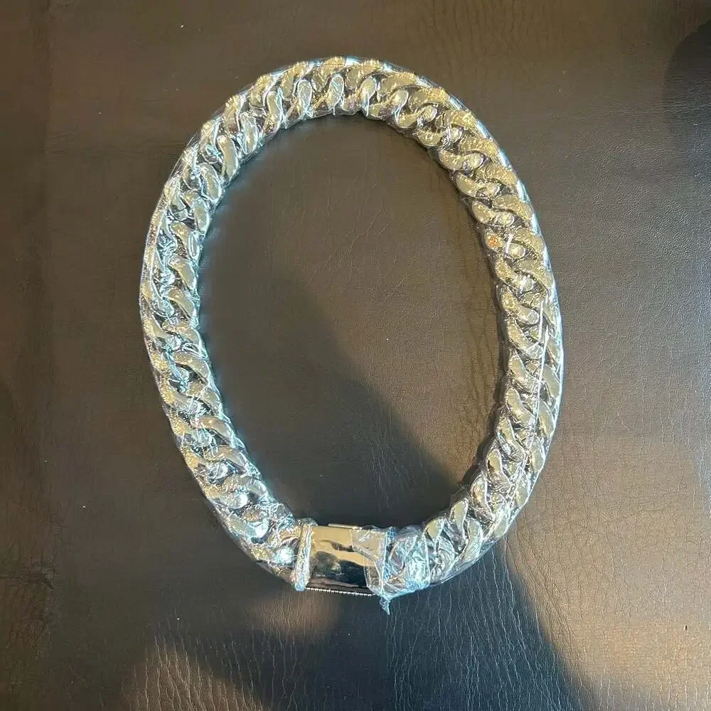 Moissanite VVS1 20mm 4-Row Silver Cuban Chain 22 Inch Brand New